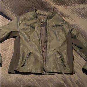 Grey faux leather jacket from Maurices